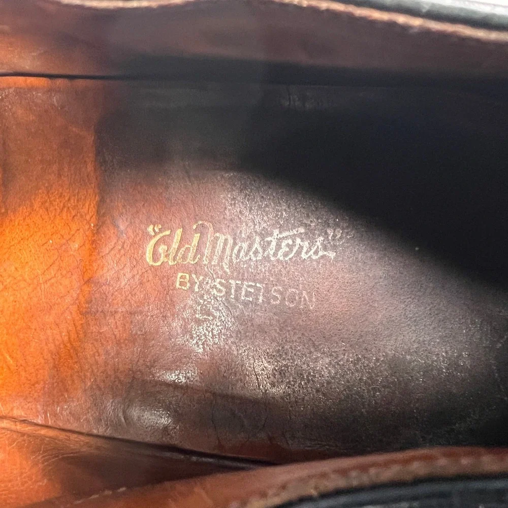 Stetson Old Masters Derby Shoes Mens 13 B Black Leather Plain Toe Vtg Heritage - Picture 16 of 16